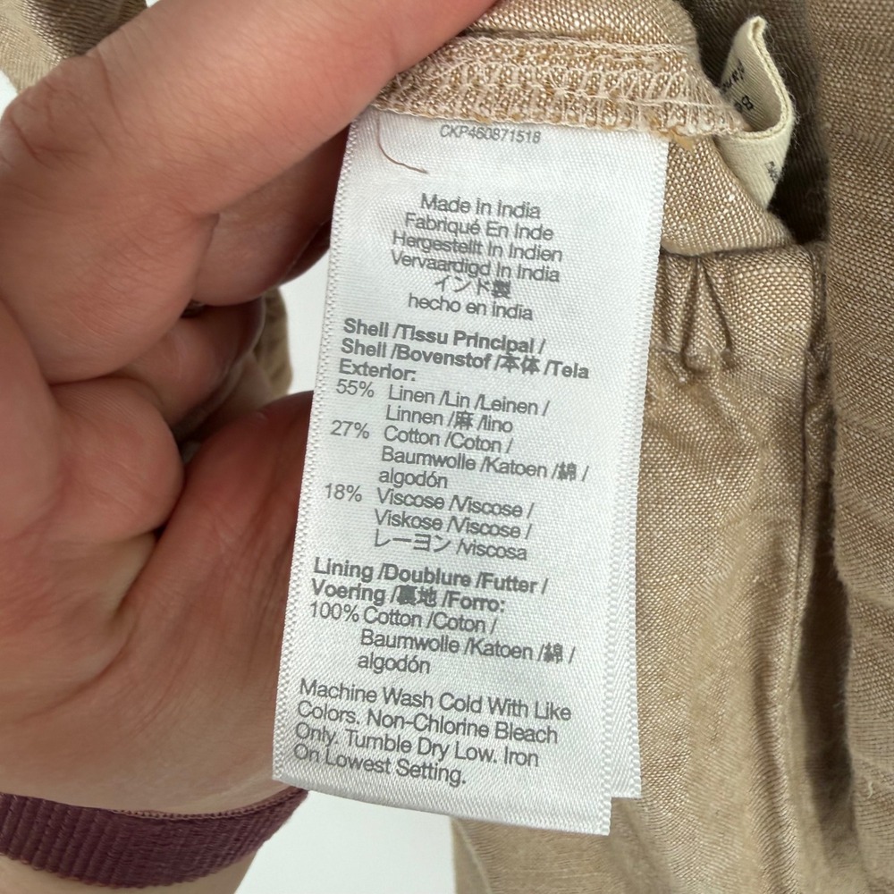 MADEWELL LINEN BLEND RUFFLE TIE-BACK JUMPSUIT SEED KHAKI SIZE 0 BEACH VACATION - Picture 7 of 9